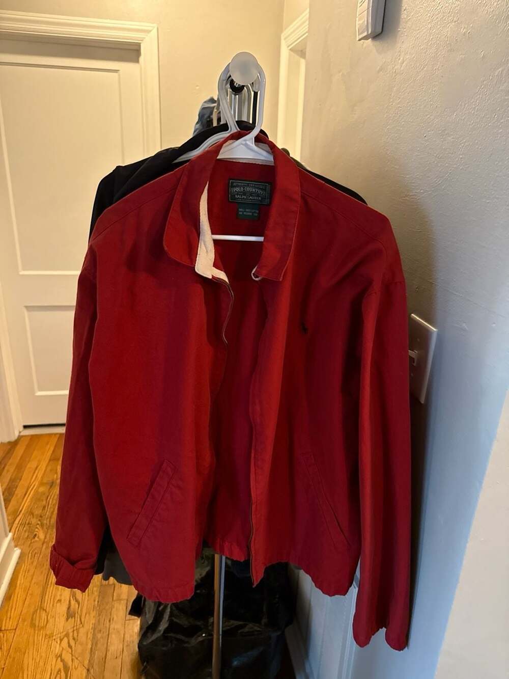 Vintage Polo Country Ralph Lauren Red Cotton Harrington Jacket Size L